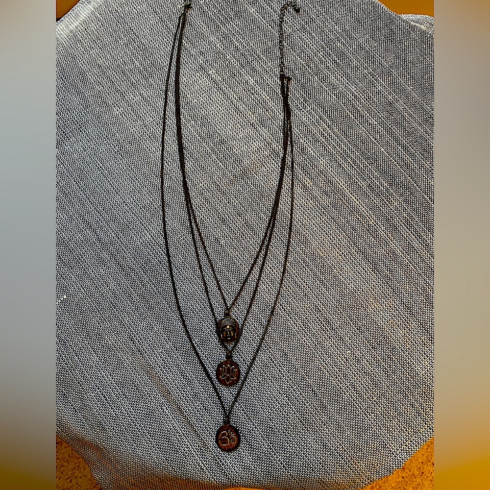 Boho layered necklace•Buddha•Lotus flower•Om